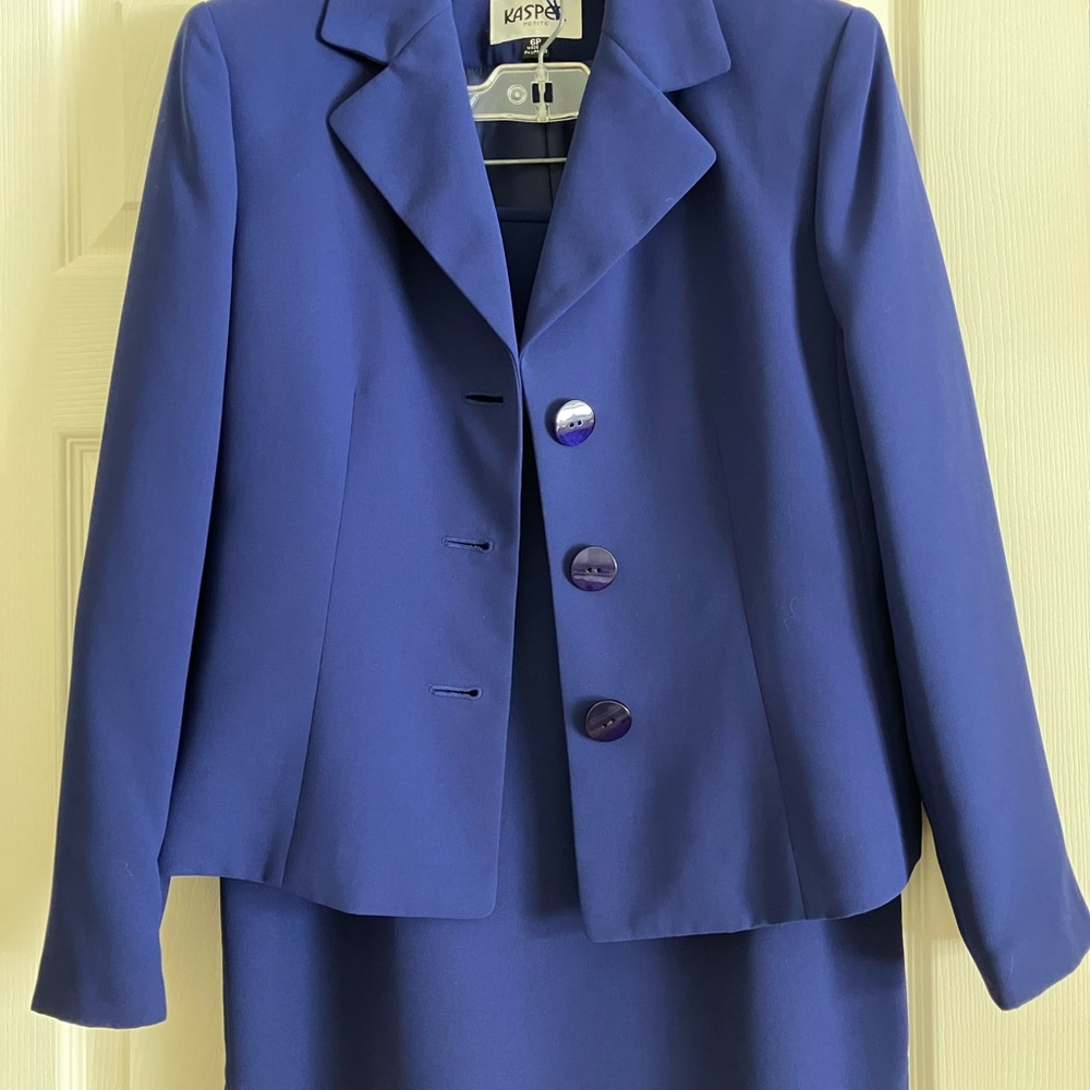 Kasper Blue Blazer Jacket and Skirt